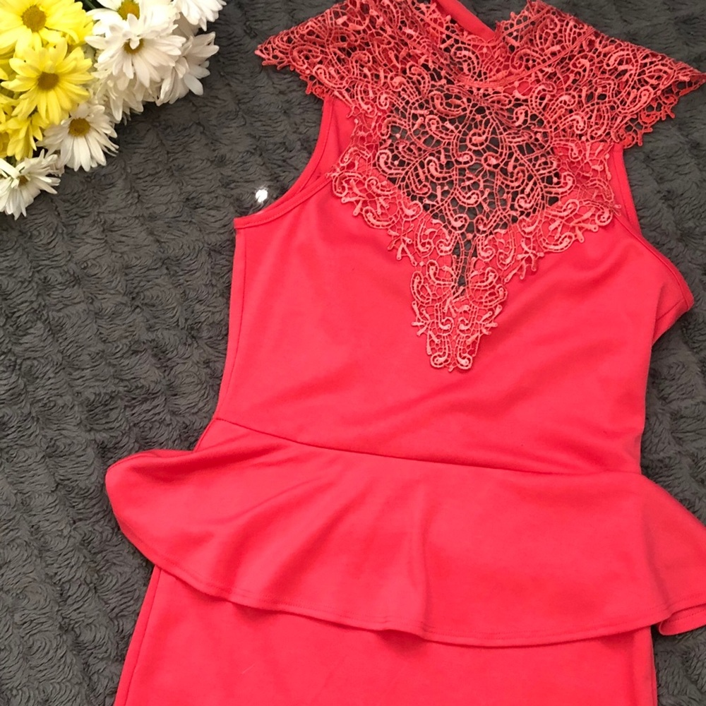 Pink, lace styled, dress